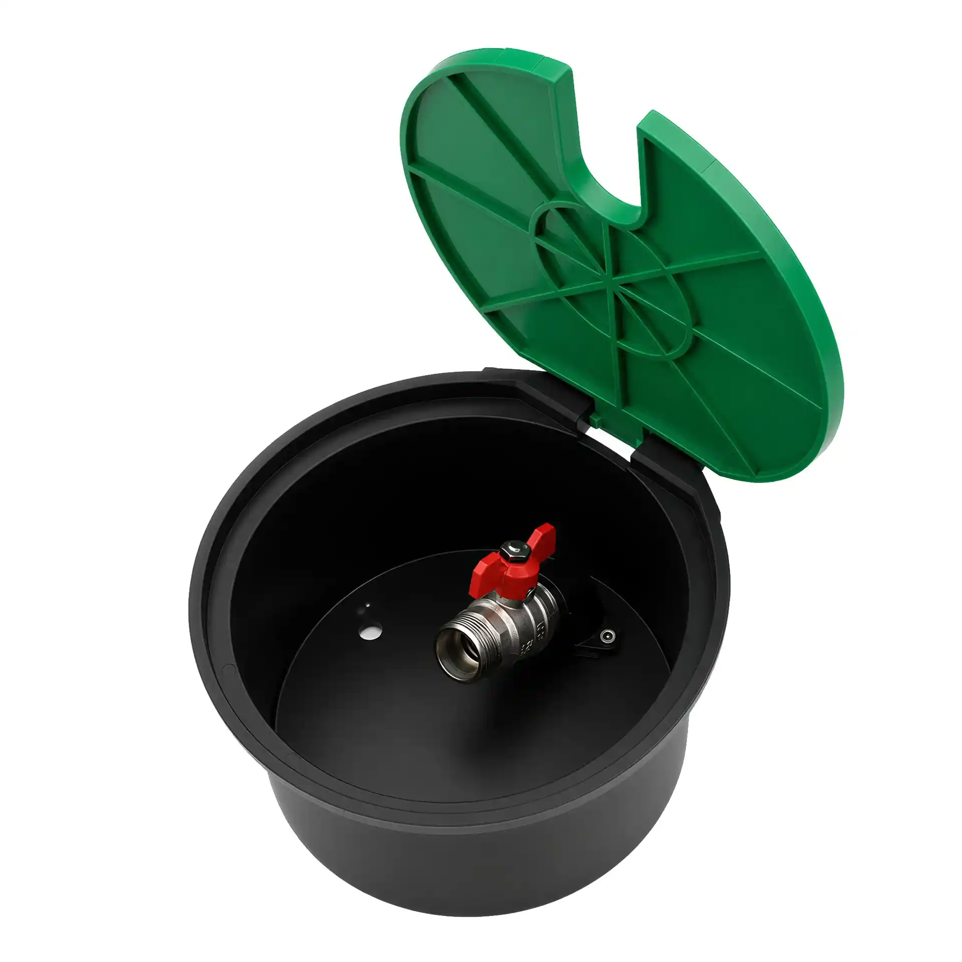 Rain Bird VBA17186 round irrigation hydrant with ¾-inch ball valve and green lid