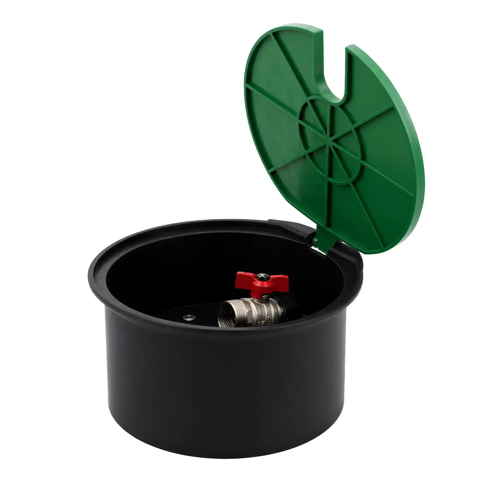 Rain Bird VBA17186 round irrigation hydrant with ¾-inch ball valve and green lid