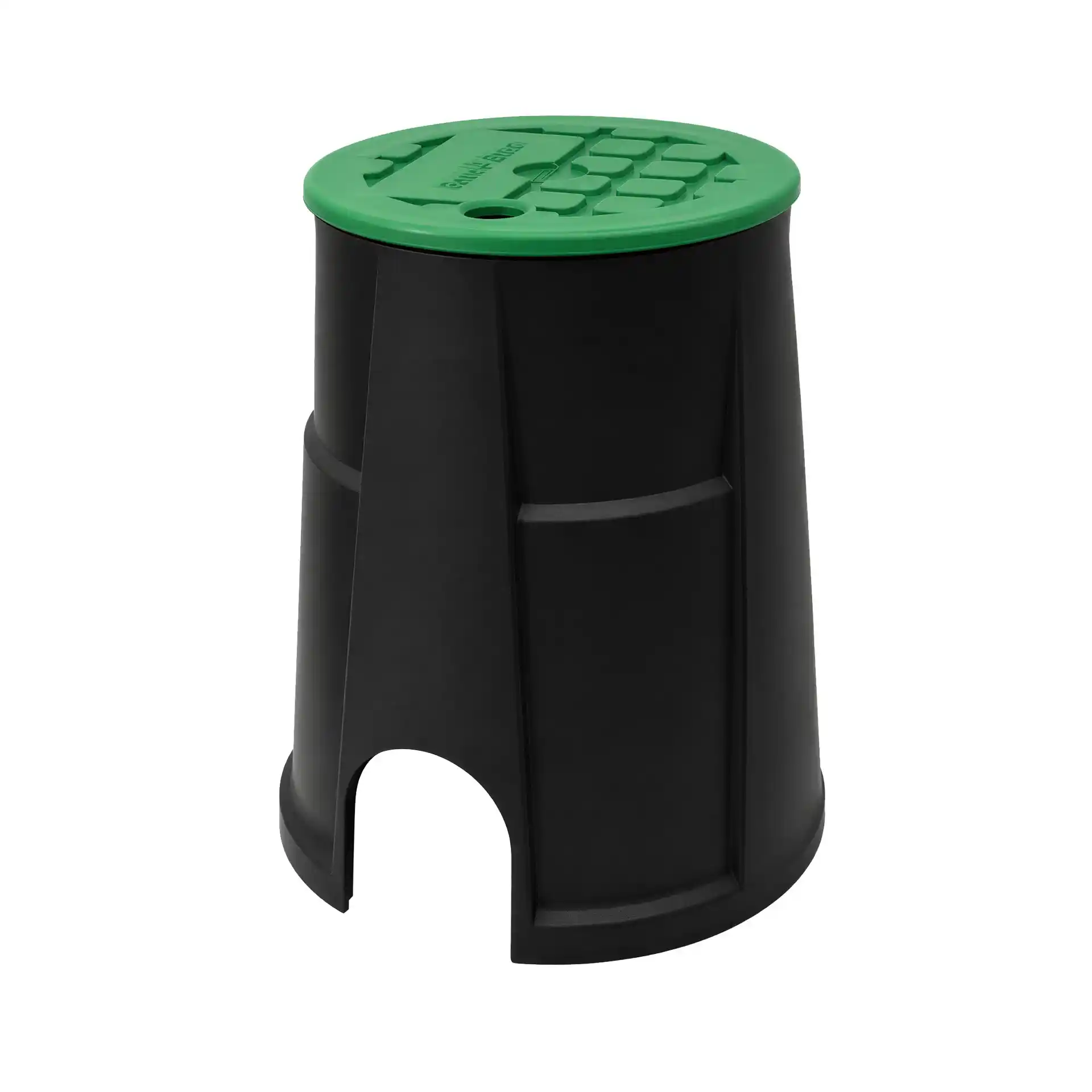 Rain Bird VBA02672 round valve box with green bayonet lid - 7"