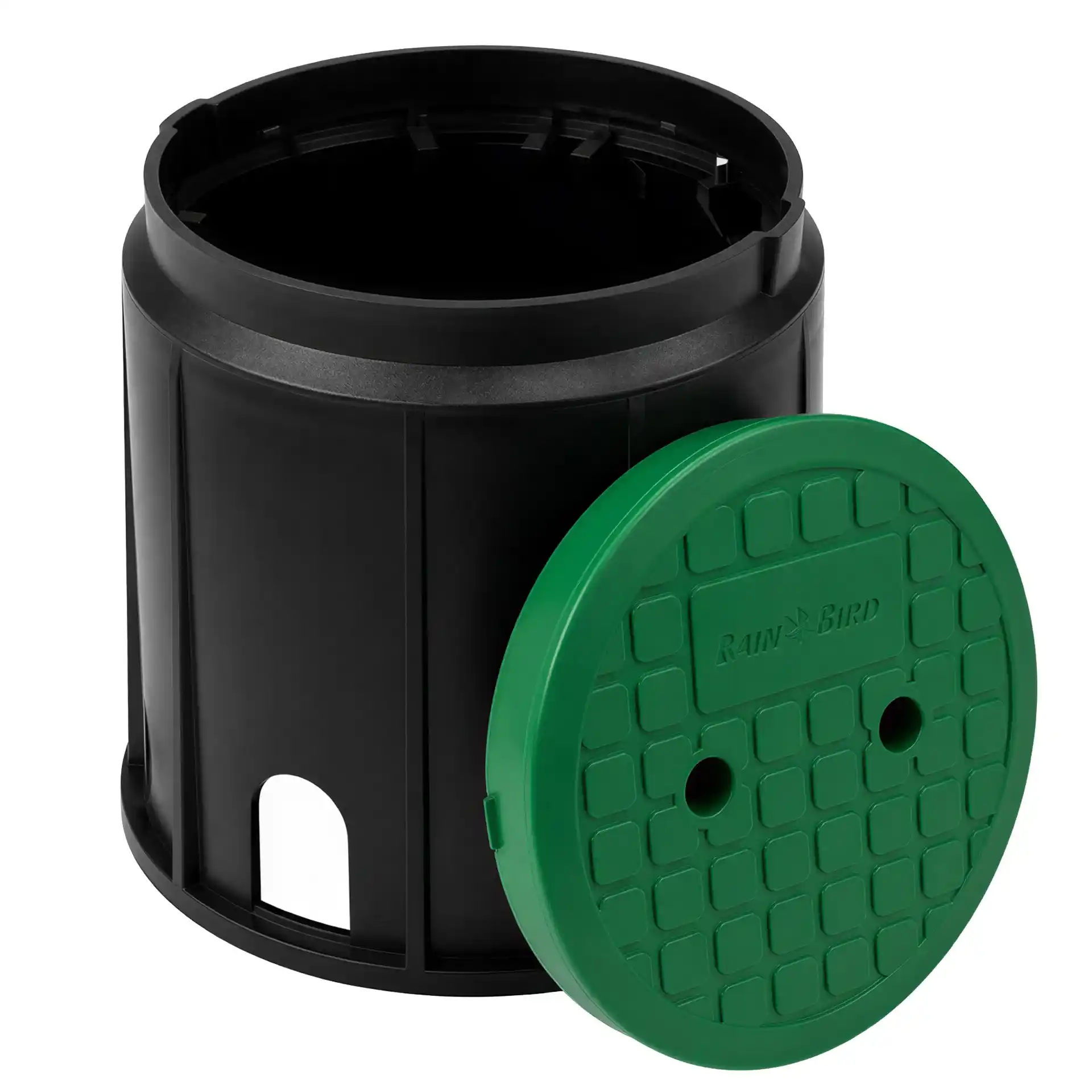 Rain Bird VBA02673 round valve box with green snap-on lid - 10"